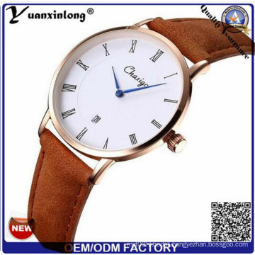 Yxl-505 2016 Trending Fashion Stainless Steel Quartz Single Hand Genuine Leather Strap Watches